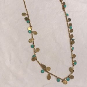 J. Crew Gold and turquoise necklace